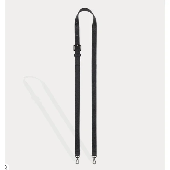 BANDOLIER Gold Crossbody Adjustable Buckle Strap NEW! Black Pebbled Leather - Picture 3 of 9